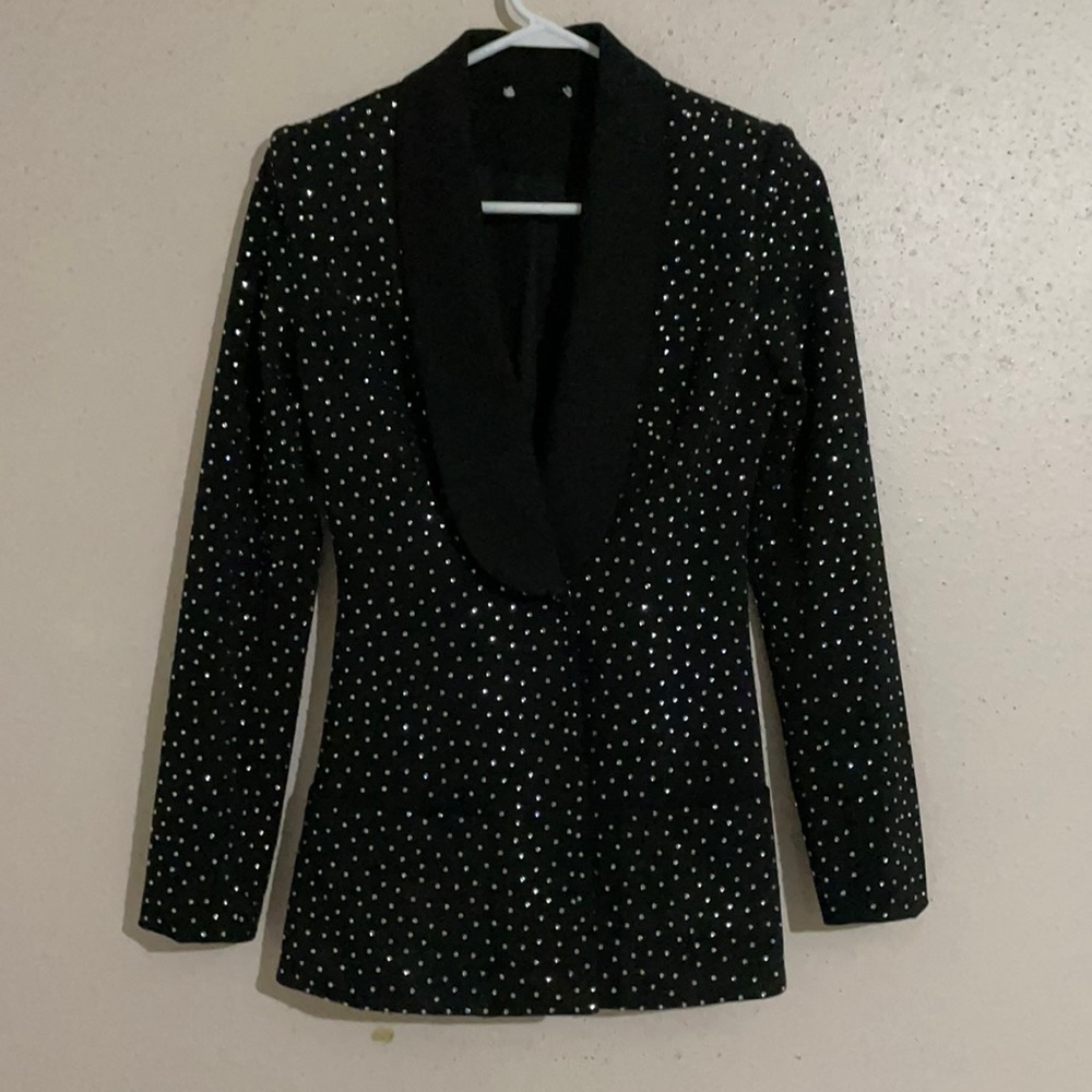 Rhinestones studded suit jacket